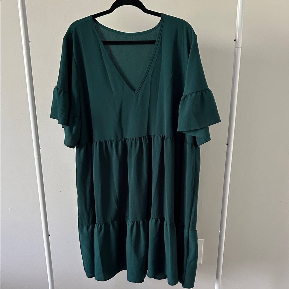 SHEIN Dark Green V-Neck Dress